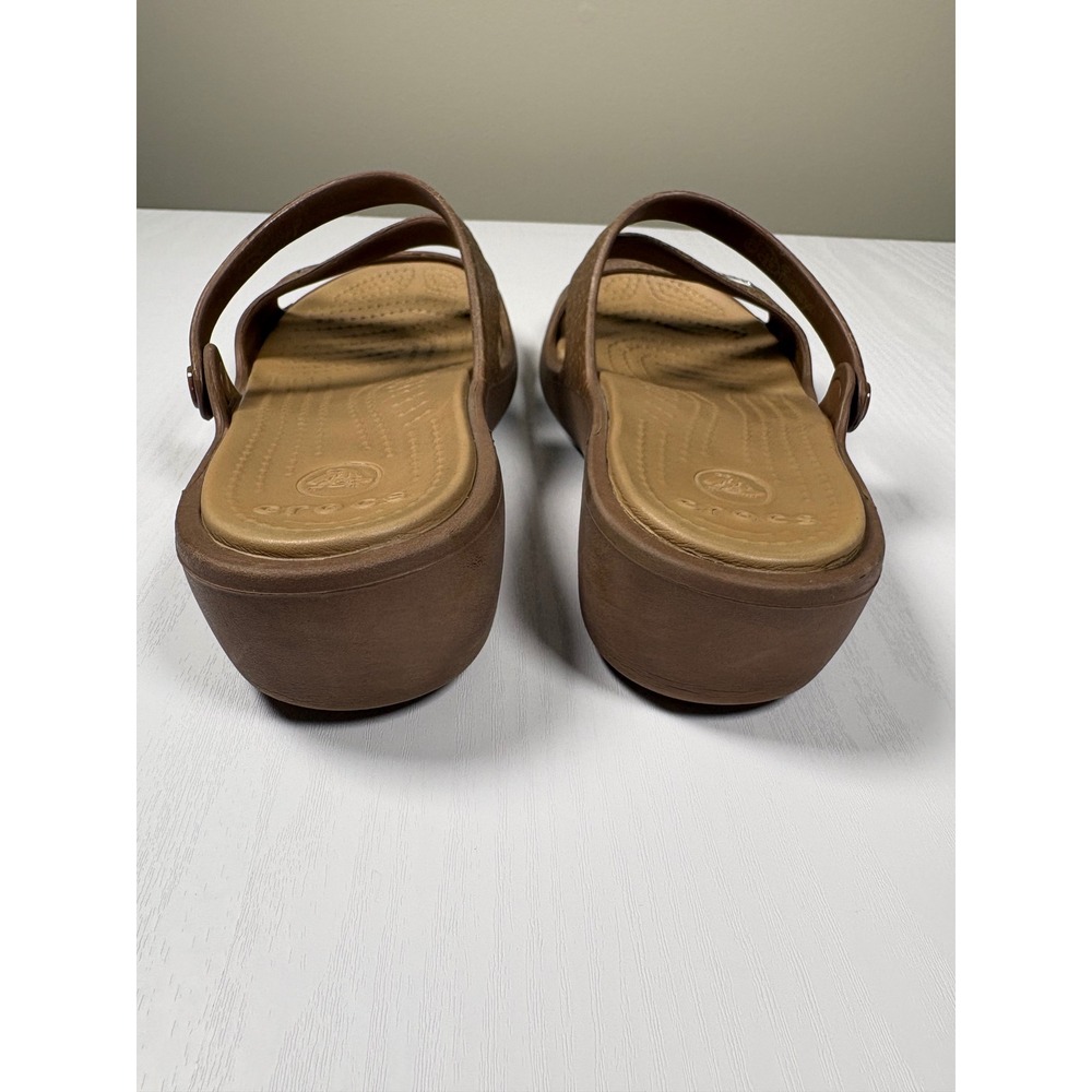 Crocs Disney Mickey Mouse Patricia Strappy Wedge Sandals Womens 8 Brown Bronze - Picture 4 of 13